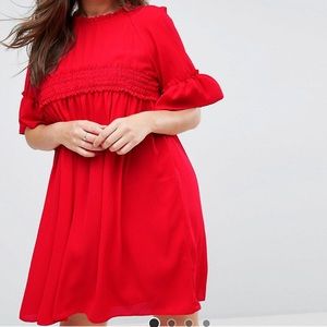 *NWT* ASOS CURVE Red Smock Dress